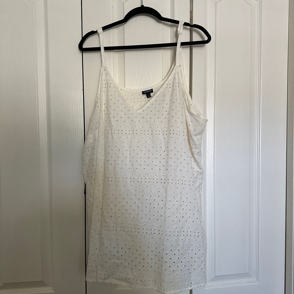Torrid White Eyelet Tank Top